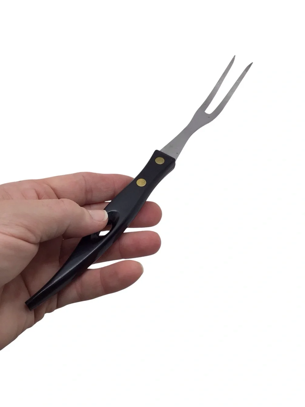 Vintage Stanley Meat Carving Fork Stainless Steel Black Handle USA Utensil